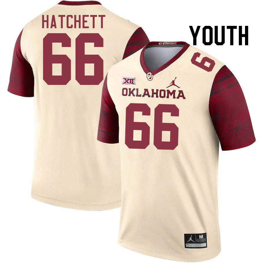 Youth #66 Geirean Hatchett Oklahoma Sooners College Football Jerseys Stitched-Cream